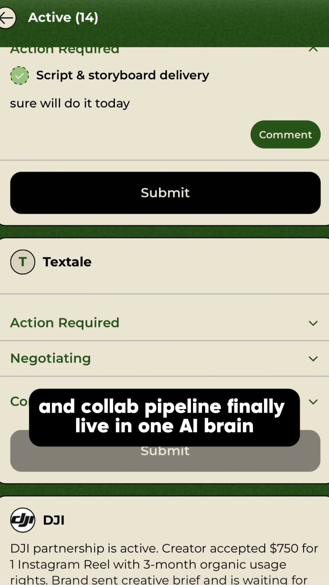 Viralt collaboration workflow shown in Celeste's campaign video