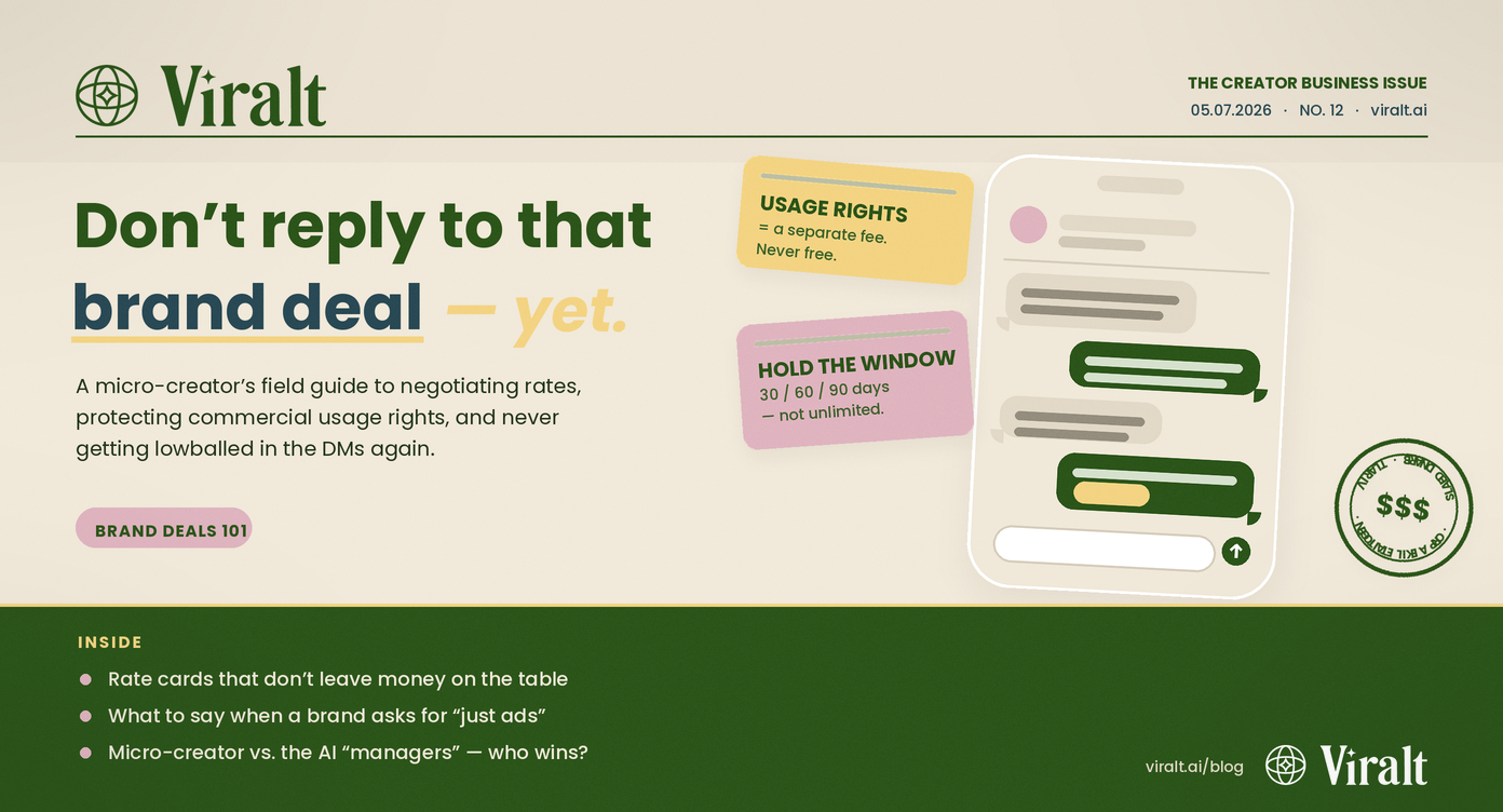 Published Viralt editorial cover about negotiating creator brand deals